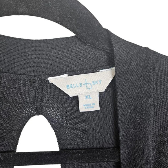 Belle Sky Black‎ Long Sleeve Sweater Cardigan Tie in Back Size X-Large - Picture 3 of 9